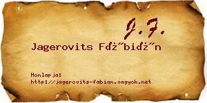 Jagerovits Fábián névjegykártya